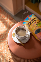 Pero open jar showing fine instant powder and easy mixing