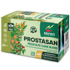 Peruvian Naturals front packaging showing Prostasan tea box and benefits