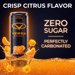 PEScience VERSA side label showing caffeine amount and sugar-free claim for clarity