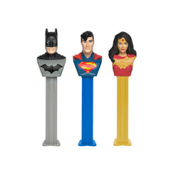 PEZ Justice League dispensers in use at a birthday party, easy to hand out and enjoy