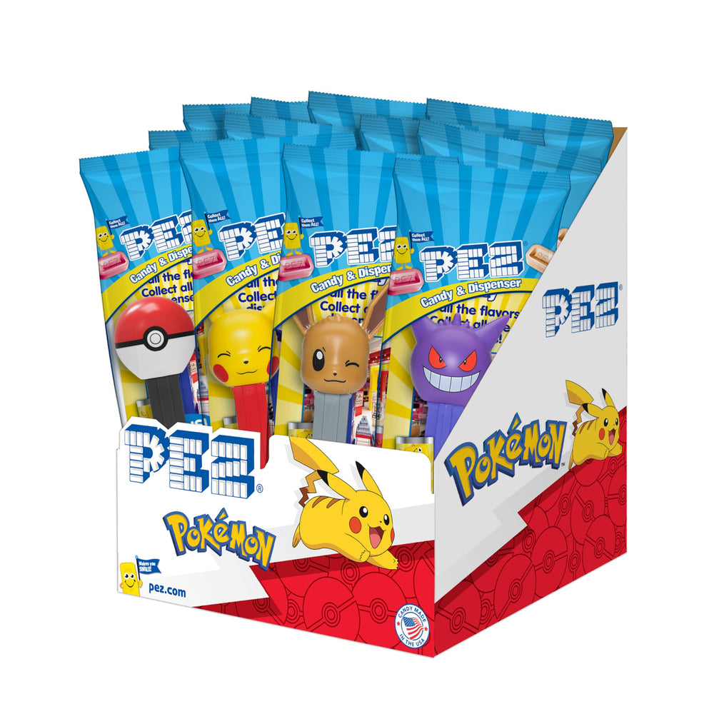 PEZ front packaging showing Pokémon assortment and party convenience