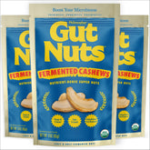 Philosopher Foods Gut Nuts front pouch showing branding and resealable benefit