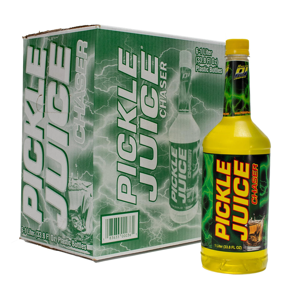 Pickle Juice front packaging showing brand and 1L bottle benefiting quick service