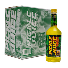 Pickle Juice front packaging showing brand and 1L bottle benefiting quick service