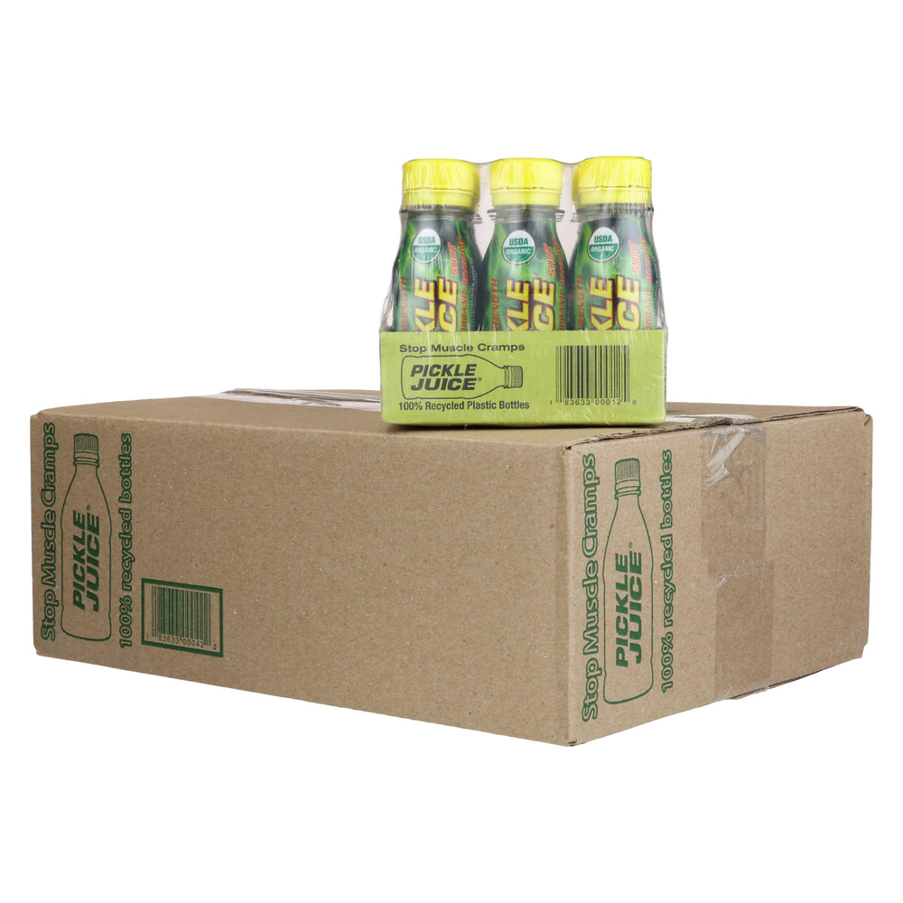 Pickle Juice 48-pack front packaging showing compact recovery shots for athletes