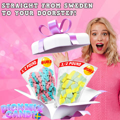 Pickmix Candy Sweden close-up of Tutti Frutti Rombs foam texture, airy chew visible for easy snacking benefit