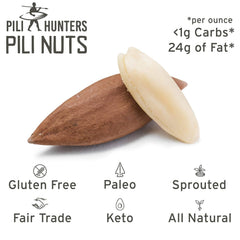 Pili Hunters nuts on kitchen scale indicating accurate 1 lb weight benefit