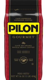 PILON front bag showing 16 ounce packaging and restaurant blend branding for rich flavor