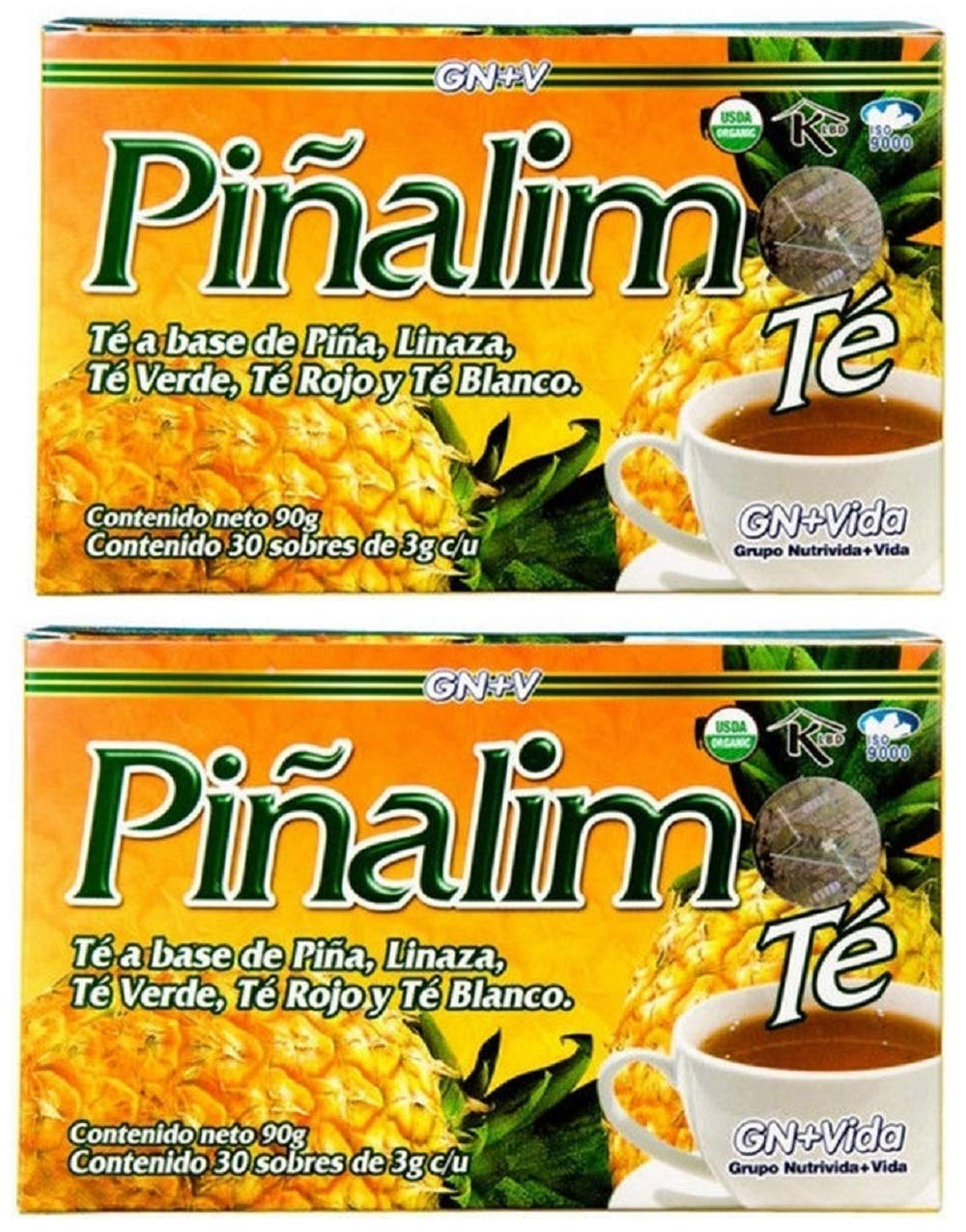 PIÑALIM front packaging twin pack showing 2 x 30 tea bags for a 60-day supply benefit