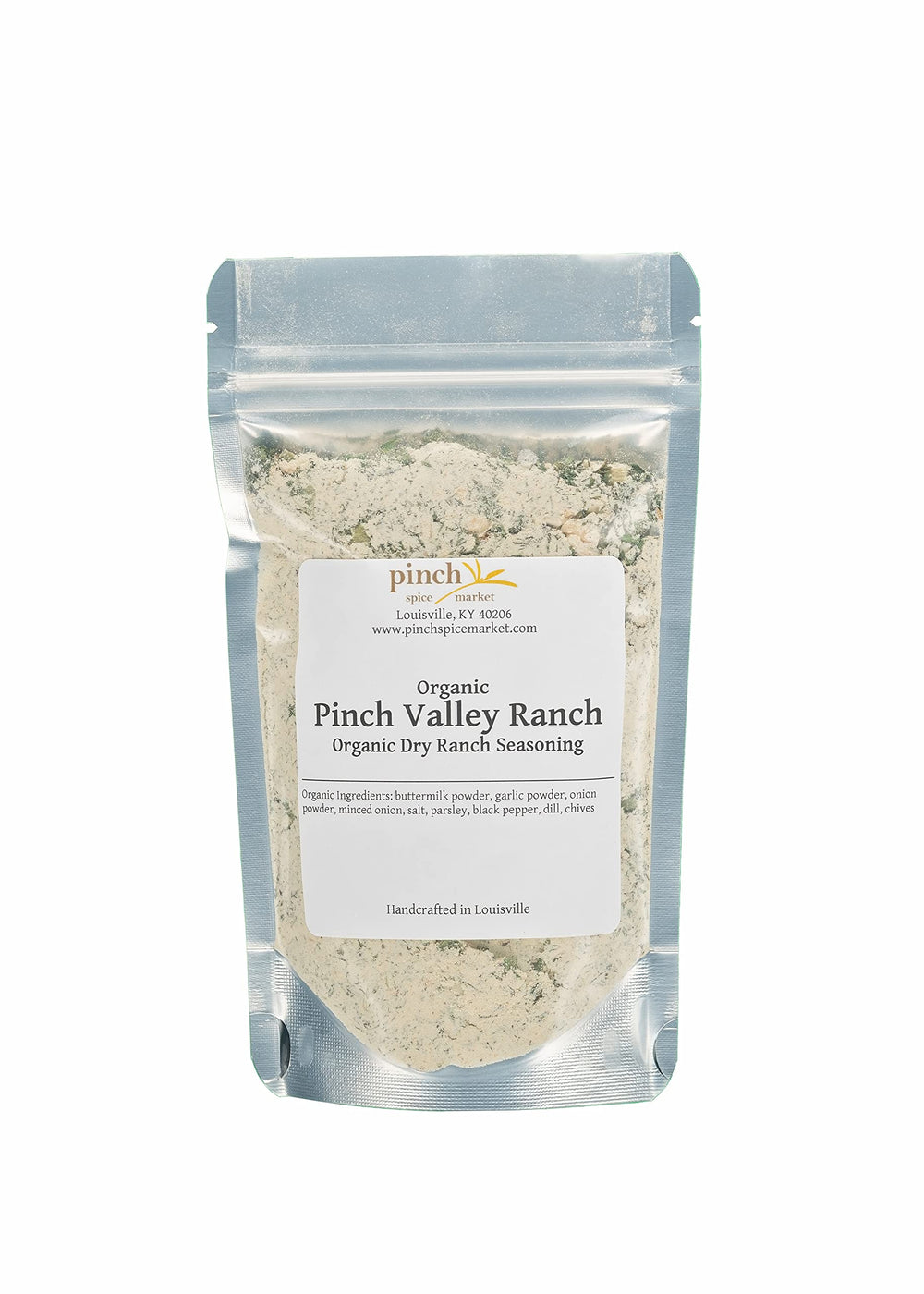 Pinch Spice Market front packaging showing organic dry ranch mix for fresh dressing
