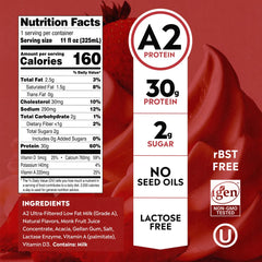 Pioneer Pastures label close-up highlighting A2 ultra-filtered milk nutrition
