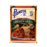 JFS Grocery Pioneer front packaging showing 12-packet roast chicken gravy convenience