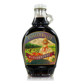 Pioneer Valley front label on marionberry syrup highlighting flavor and brand