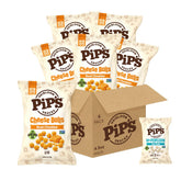 Pipcorn front packaging showing cheddar balls and branding for clear product ID
