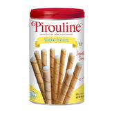 Pirouline front can showing Meyer Lemon tin and elegant packaging benefit gifting