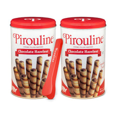 Pirouline front of tin showing branding and elegant packaging benefit presentation