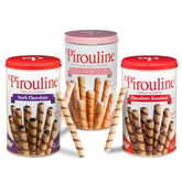 Pirouline front tin displaying brand and flavor assortment for gifting