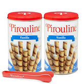 Pirouline tin front view showing brand and elegant packaging benefit: gift-ready