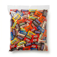 Pisoka front packaging showing 2 lb bag and assorted chocolates, convenient bulk storage
