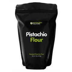 The Pistachio Factory pistachio flour front packaging shows product and benefits