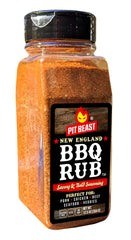 Pit Beast front label shows bold seasoning and product size advantage