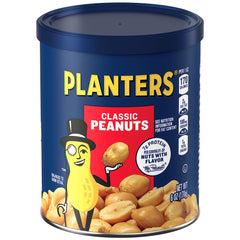 PLANTERS front canister showing label and resealable lid for easy freshness
