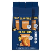 PLANTERS front packaging showing 15 count honey roasted cashews, convenient grab-and-go