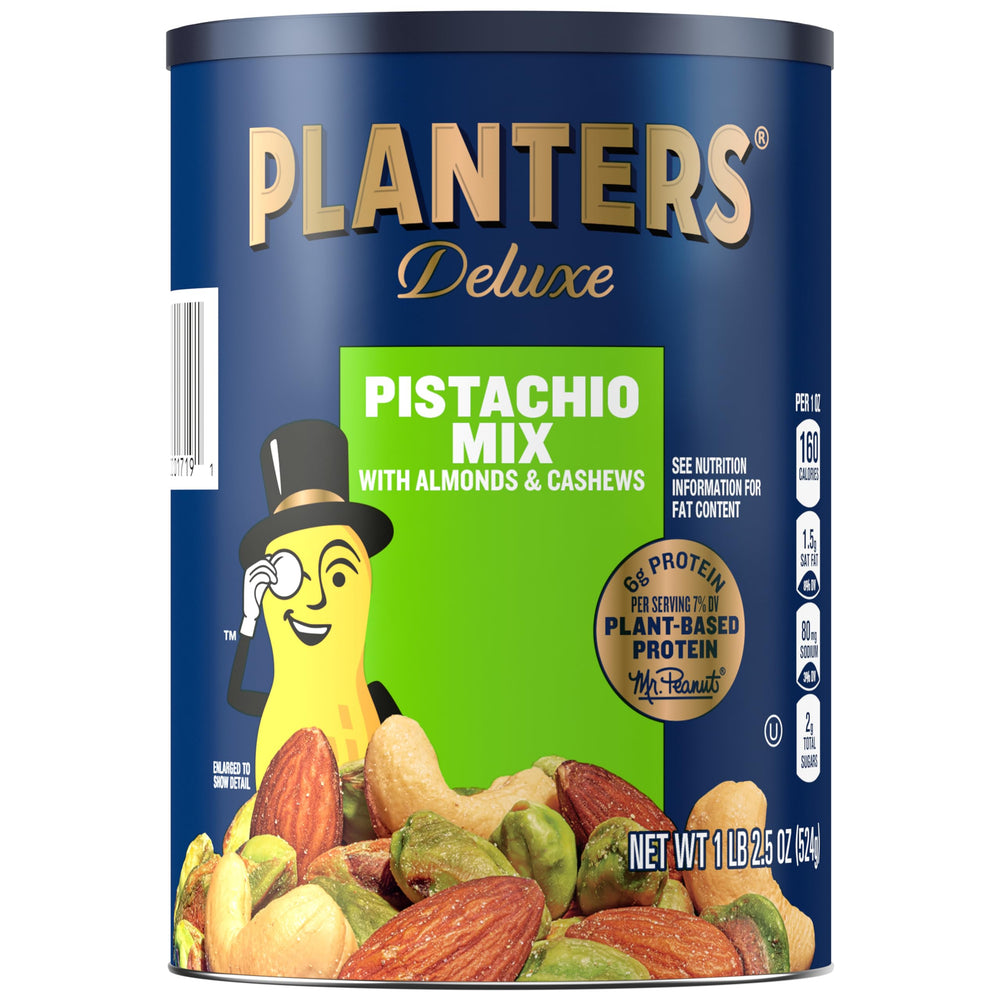 PLANTERS canister front view showing brand and product for easy recognition and pantry appeal