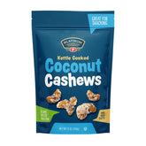 Platinum front packaging showing coconut cashews offering resealable convenience