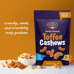 Platinum kettle-roasted cashew detail showing roasted texture and preserved nutrients benefit
