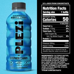 PLEZi close-up of bottle label highlighting clean ingredients