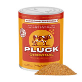 Pluck front packaging showing jar and label, brand clarity and convenience