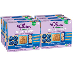 Plum Organics front packaging showing blueberry oatmeal snack bars, convenient for parents