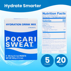 Pocari Sweat single packet close-up highlighting the 74 g sachet and portability benefit