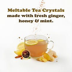 Pocas crystals pouring into cup demonstrating simple preparation benefit
