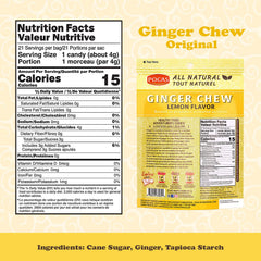 Pocas individually wrapped lemon ginger chew for easy portability
