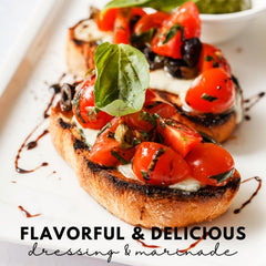 Pocket Flavors balsamic drizzle on mixed greens adding bright flavor to salads