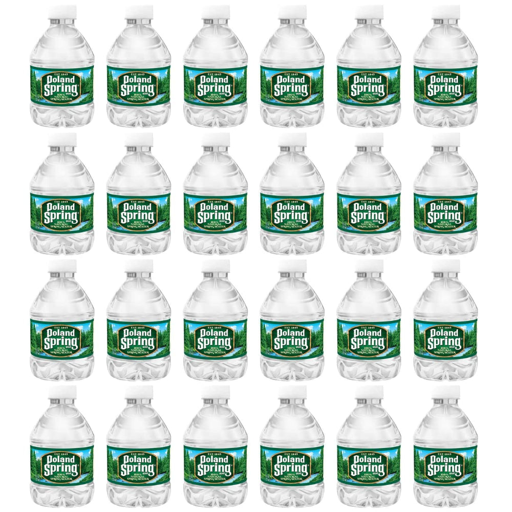 Poland Spring front packaging showing 24-count convenience
