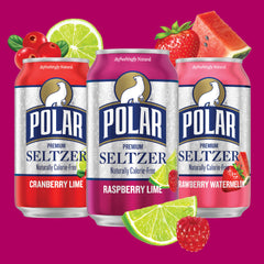 POLAR raspberry lime can label detail showing natural flavor callout and visual appeal