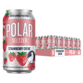 POLAR front packaging showing 18-pack cans and bright strawberry appeal