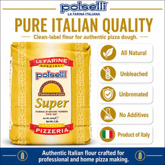 POLSELLI close-up of Type 00 flour texture highlighting fine, soft grind