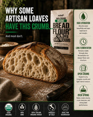 Polselli flour pouring to show fine texture and reliable hydration control