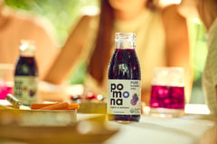Pomona Organic close-up of blueberry juice texture emphasizing natural color