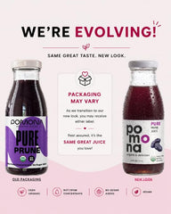 Pomona Organic close-up of prune juice texture highlighting rich natural color