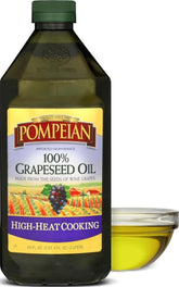 Pompeian front packaging showing 68 fl oz bottle and value size benefit