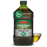 Pompeian front bottle showing 3 L size and easy-pour design for cost savings