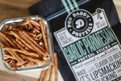 Pop Daddy close-up of crunchy pretzel stick texture offering satisfying bite