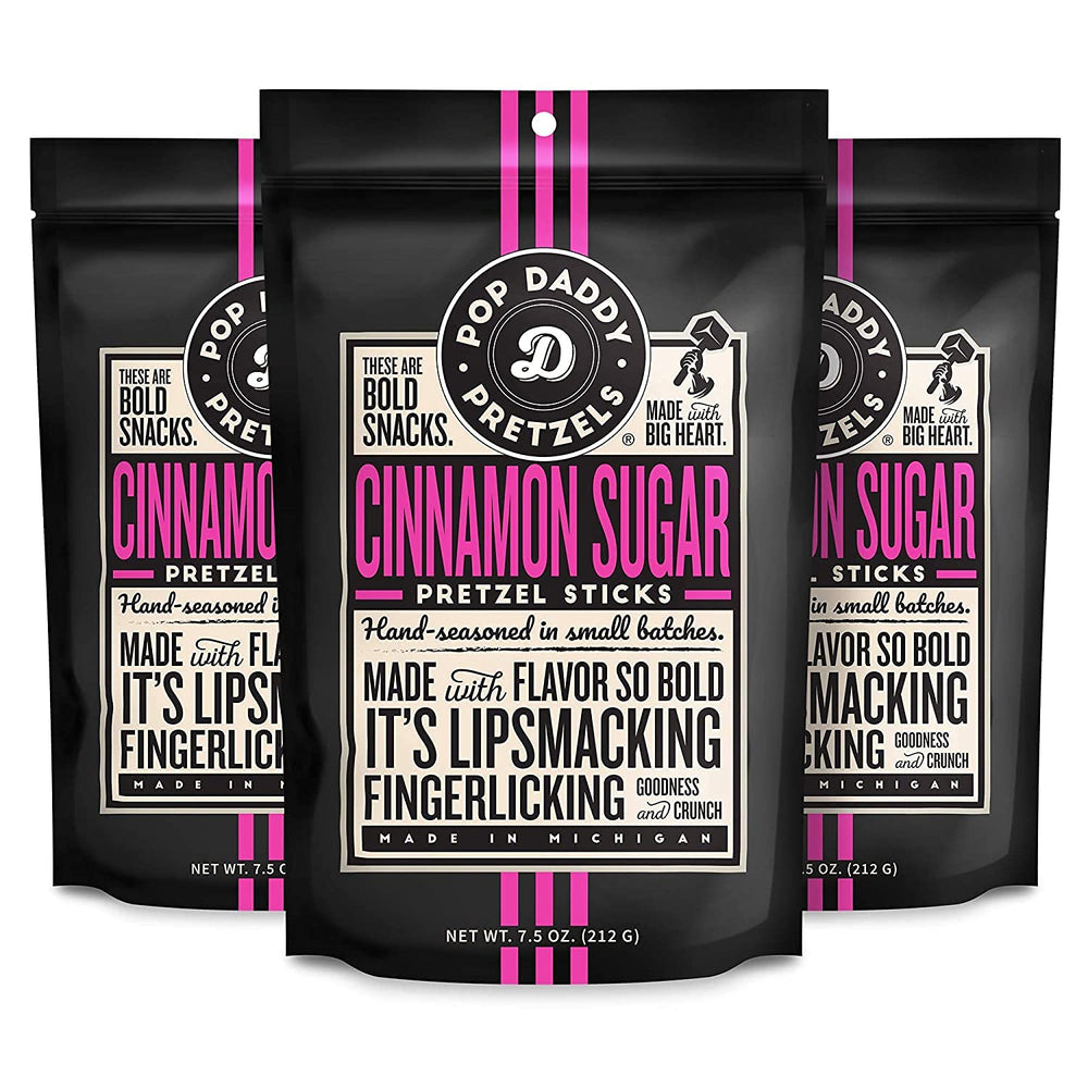 Pop Daddy front packaging showing cinnamon sugar flavor and bold branding for easy recognition