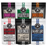 Pop Daddy front packaging showing six flavored pretzel bags and brand, highlights variety