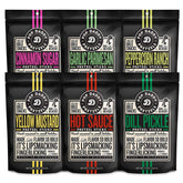Pop Daddy front packaging showing six flavored pretzel bags and bold branding for easy selection